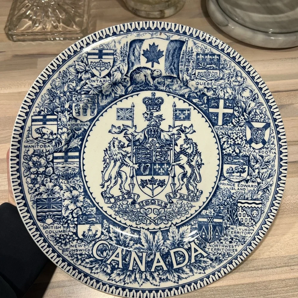 Blue and White Canada Decorative Plate